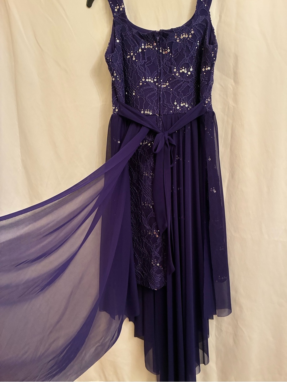 Tween Diva Deep Purple Sequin Lace High-Low Dress - Picture 3 of 5